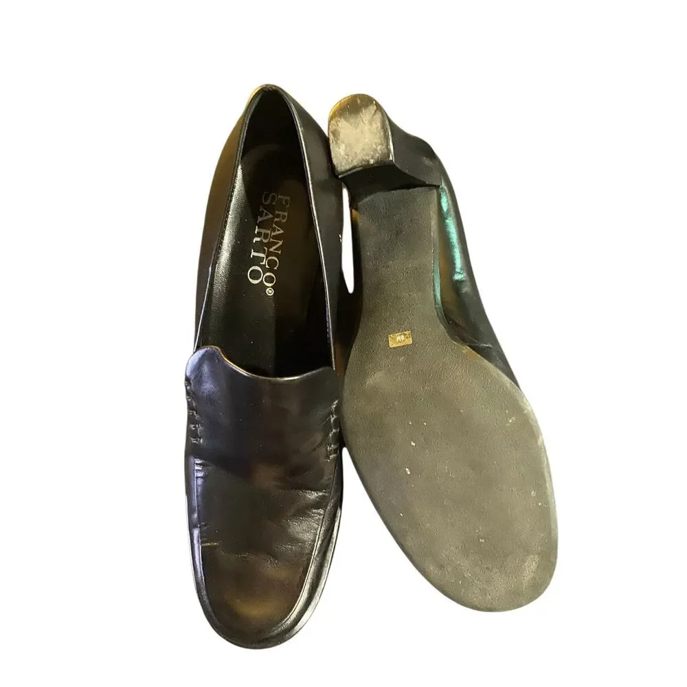 Franco Sarto women’s Nolan leather tailored black heeled loafer 9